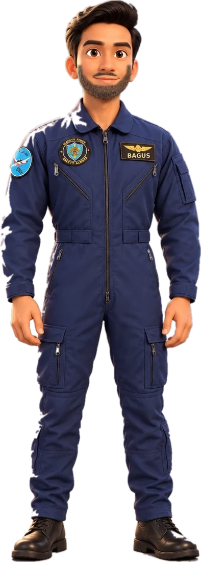 Instructor Bagus Handryanto in a flight suit