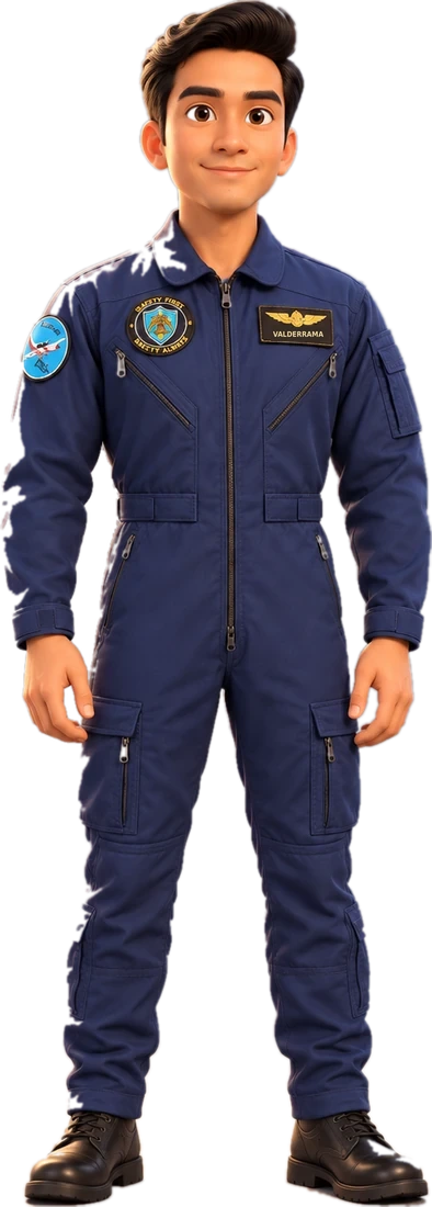 Instructor M. Valderrama P. H. in a flight suit